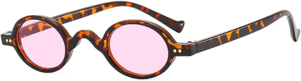 

Ретро овальные солнцезащитные очки с заклепками для женщин, модные очки в стиле стимпанк, маленькая оправа для мужчин, очки с защитой от УФ-излучения UV400 VVTWSSW, Leopard Pink