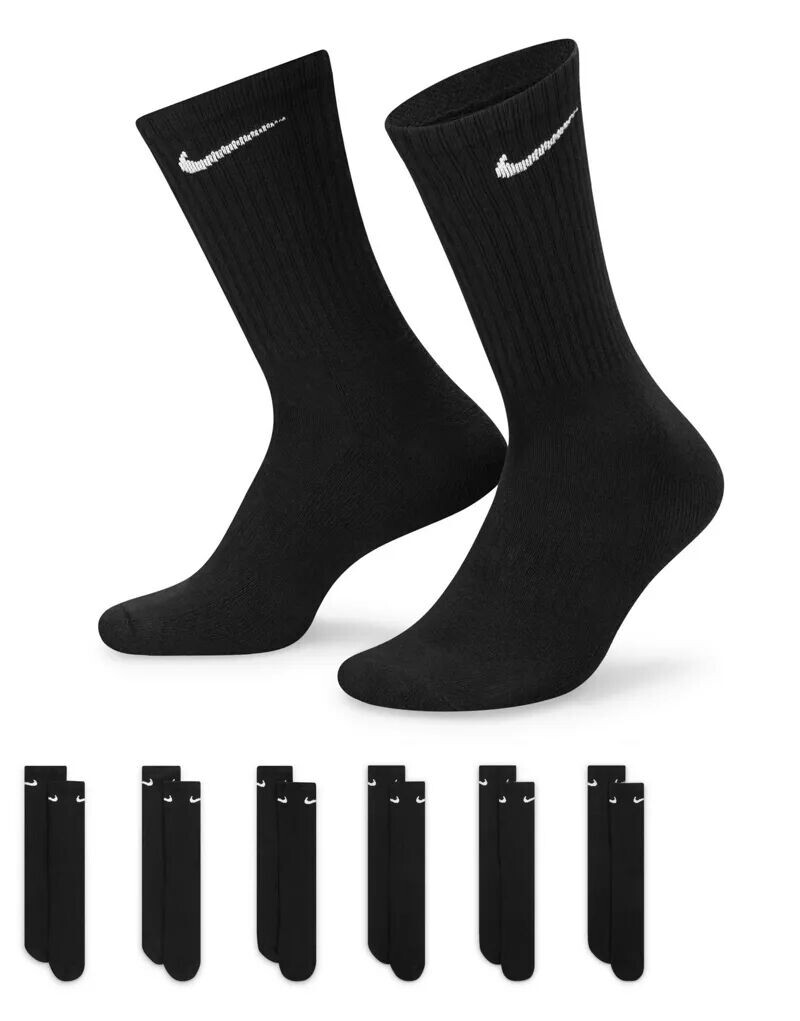 Шесть пар черных носков с мягкой подкладкой Nike Training Everyday Cushioned