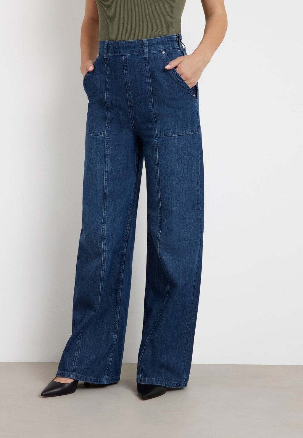 

Расклешенные джинсы High Waist Wide Leg Guess, синий