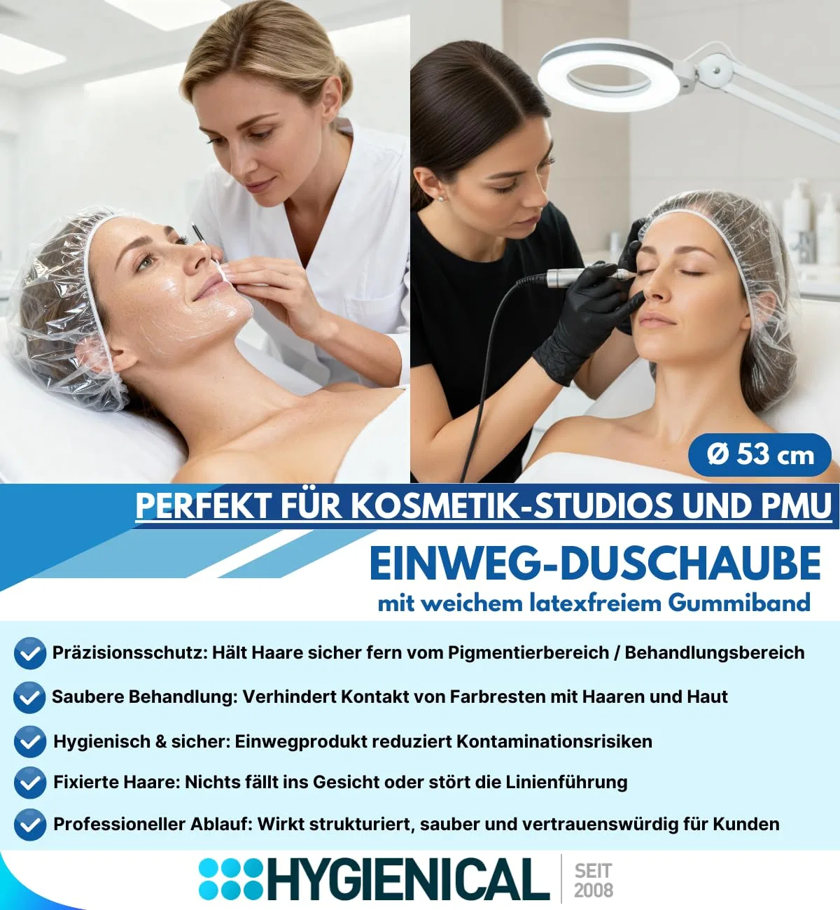 Одноразовые шапочки для душа, 100 штук Hygienical Betriebsbedarf — фото 3
