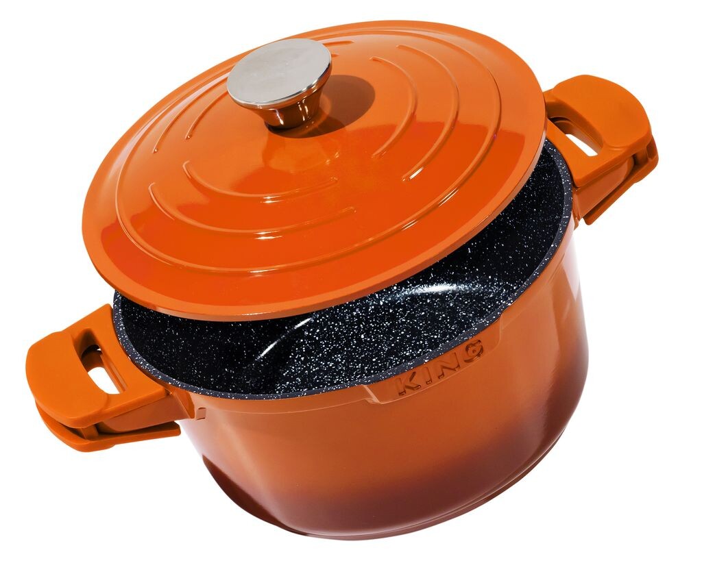 

Форма для запекания Ø24см, высота около 12см KING SHINE ORANGE из литого алюминия с керамическим покрытием Внутри: FUSION TI / с крышкой из литого алюминия / включая легкосъемные силиконовые прокладки / цвет: оранжевый