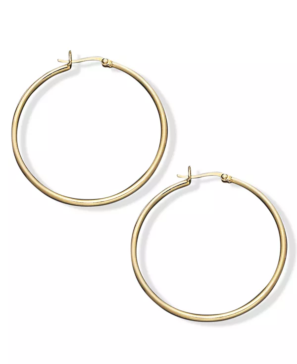 

Крупные серьги-кольца из 18-каратного золота на основе стерлингового серебра, 1,5 дюйма Giani Bernini, gold