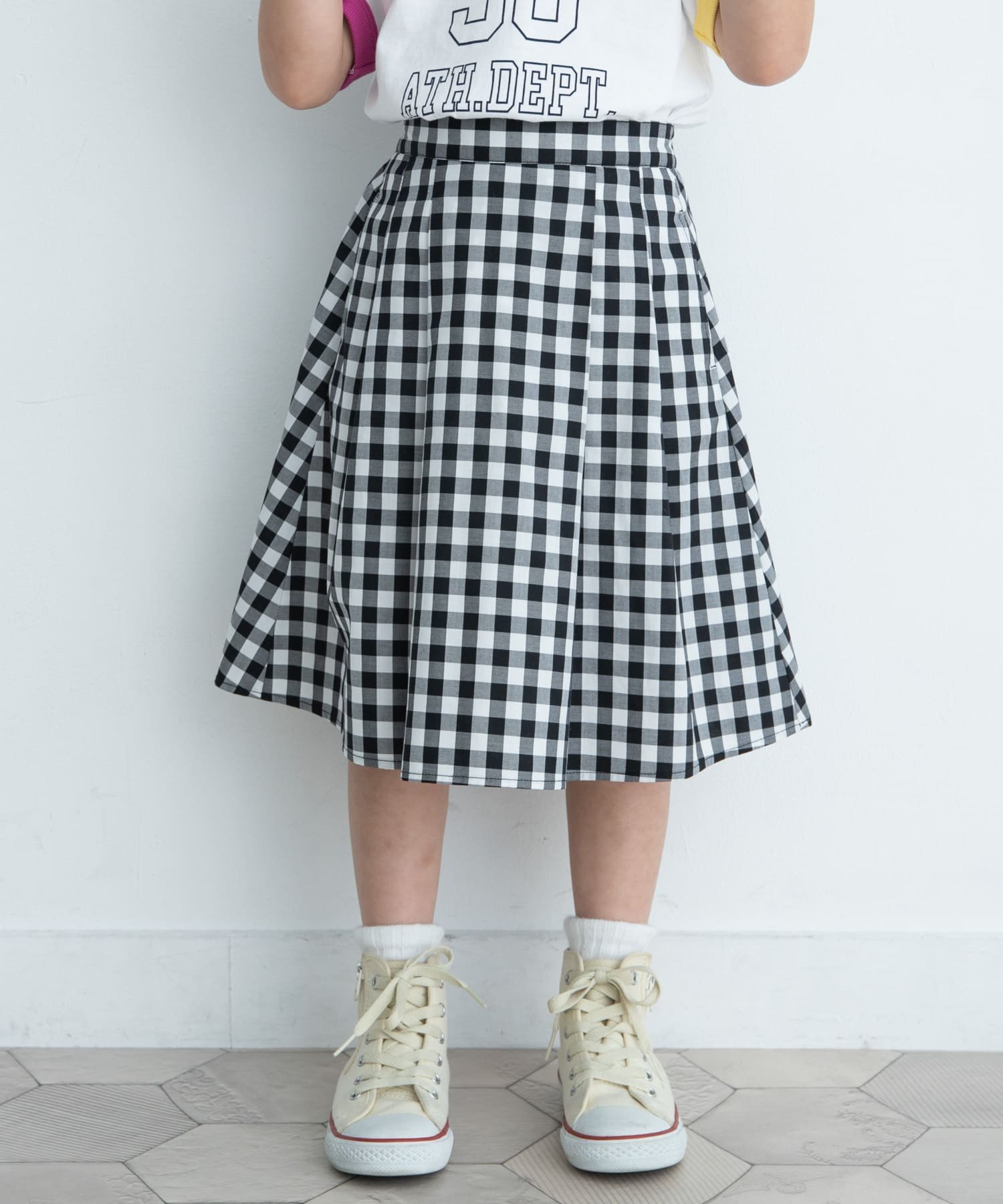 Детская юбка-клеш с защипами на талии "Parent-Child Link" URBAN RESEARCH DOORS, GINGHAM