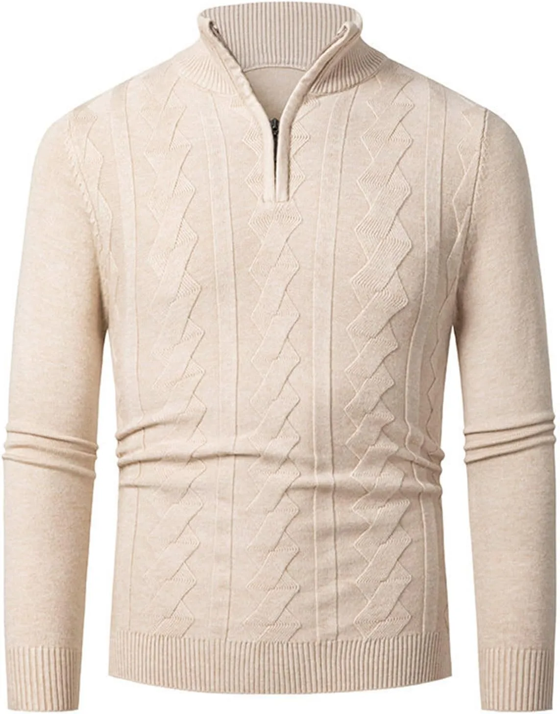 

Мужской свитер с кабельным узором и молнией на четверть, осенний, regular fit, вязаный, с длинными рукавами