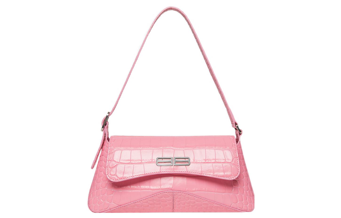 

Багетная сумка Balenciaga с тиснением в виде крокодила малая розовая