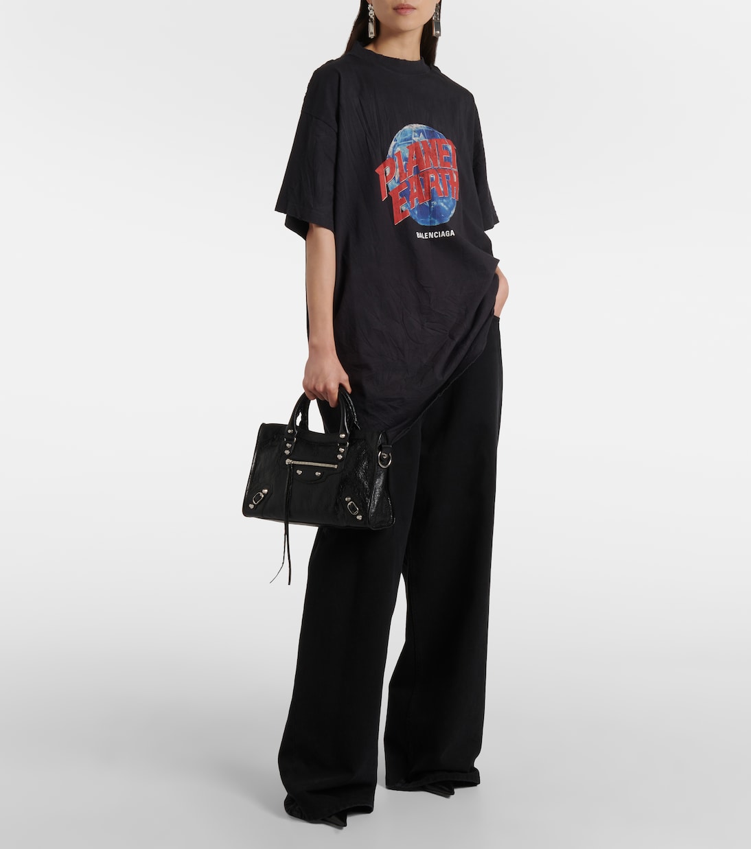 Футболка из хлопкового джерси "Планета Земля" Balenciaga, Washed Black — фото 2