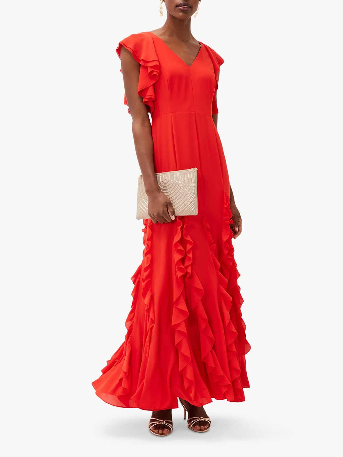 

Платье макси с оборками Phase Eight Collection 8 Donatella, алый