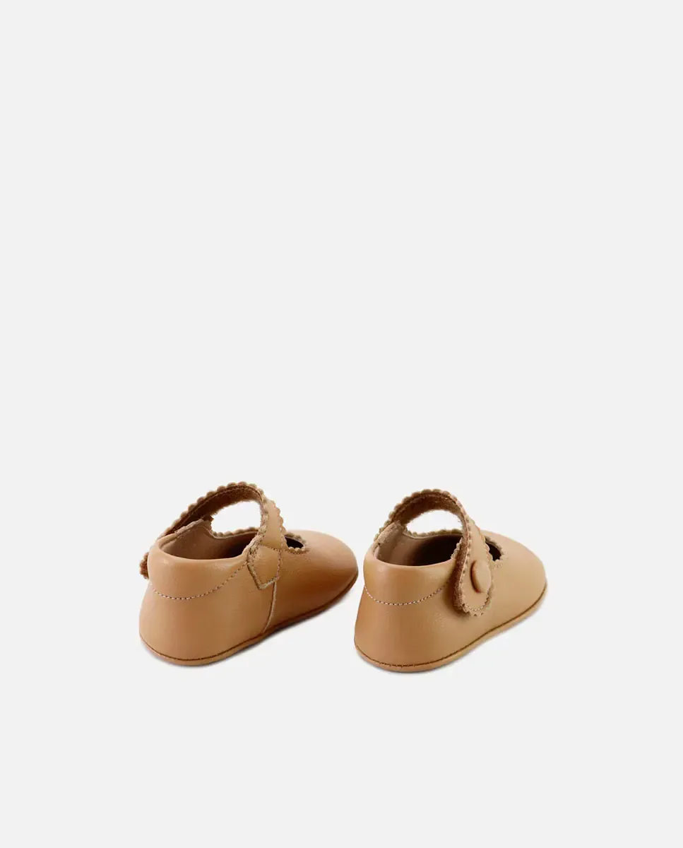 Детские пинетки из кожи в стиле мерседита Eli 1957, Camel — фото 3