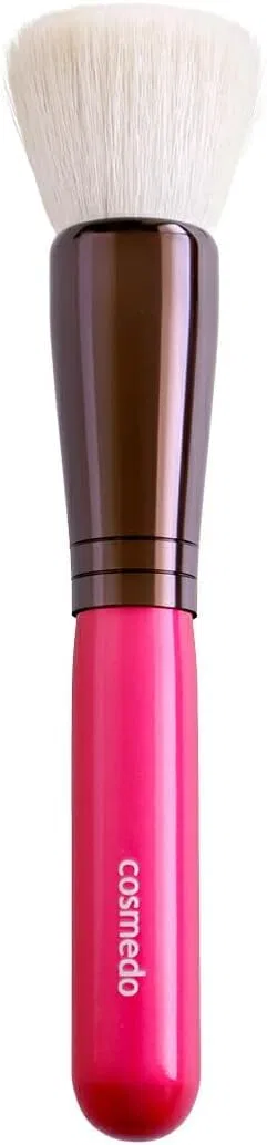Кисть для румян круглая плоская Kumano Brush Goat Wool Pink Shaft 145 мм Cosme-Do