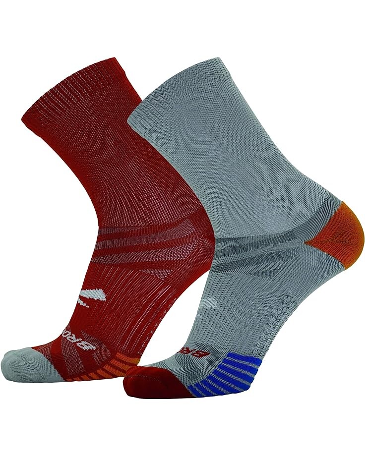 

Носки Brooks Ghost Lite Crew Socks 2-Pack, цвет Light Grey/Red/Red/Light Grey
