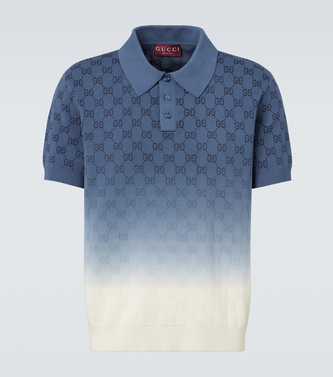 

GG поло из хлопка и шёлка с эффектом омбре Gucci, Blue/Mc