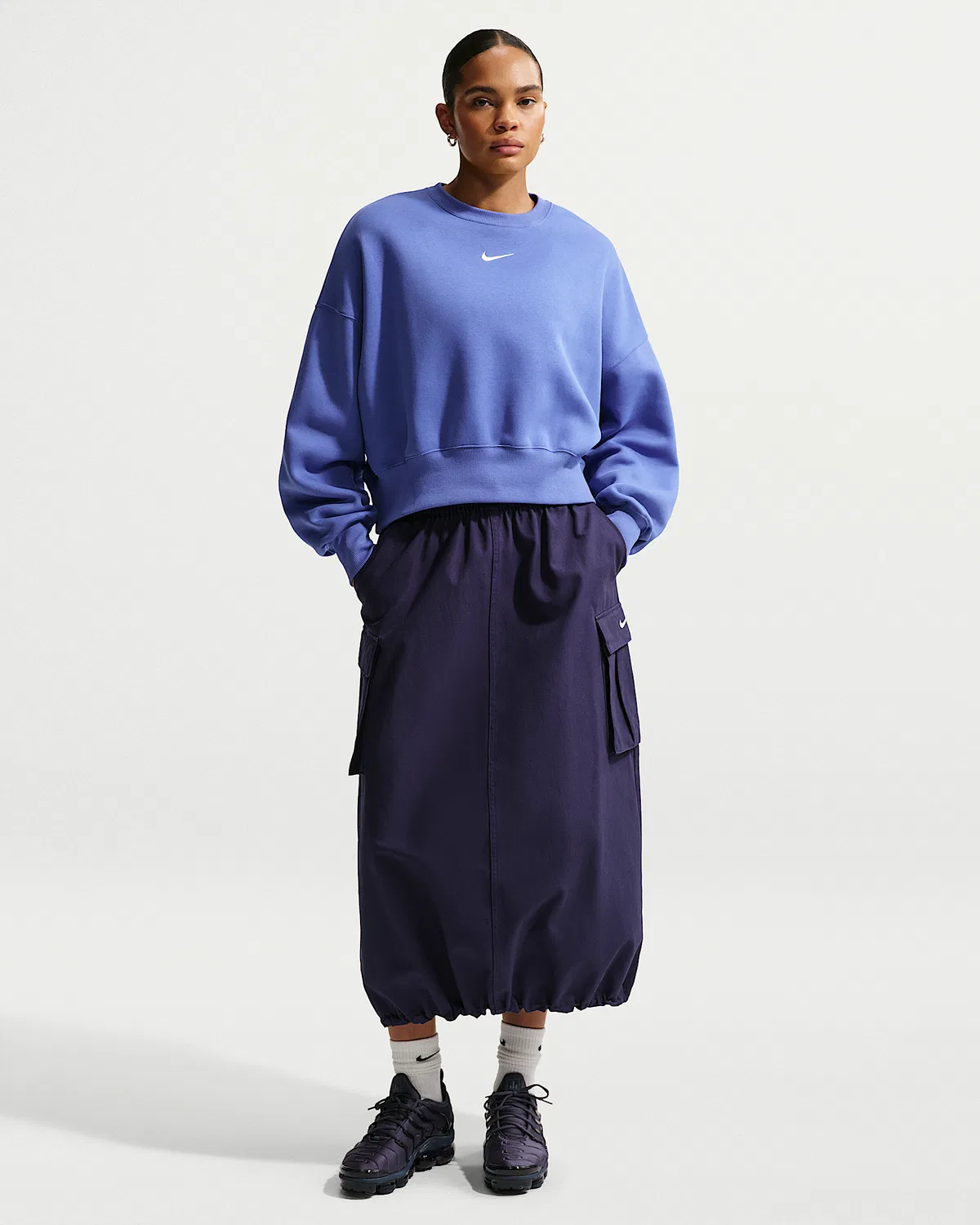 Женский оверсайз-свитшот с круглым вырезом Nike Sportswear Phoenix Fleece, Light Medium Blue/Sail — фото 4