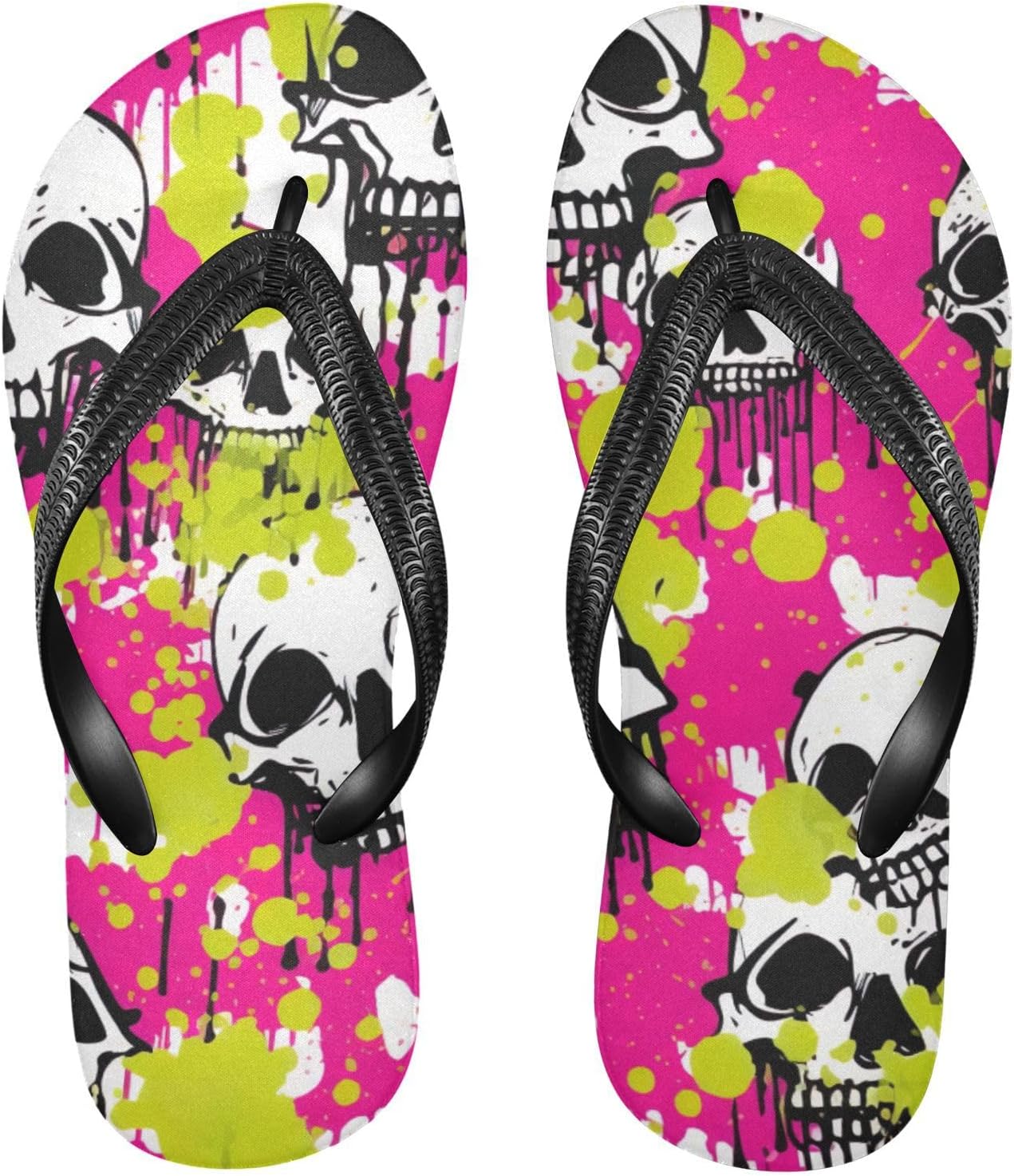 

Розовые шлепанцы с черепом, пляжные летние повседневные сандалии для женщин и мужчин, тапочки для душа, размер XS Kfbe