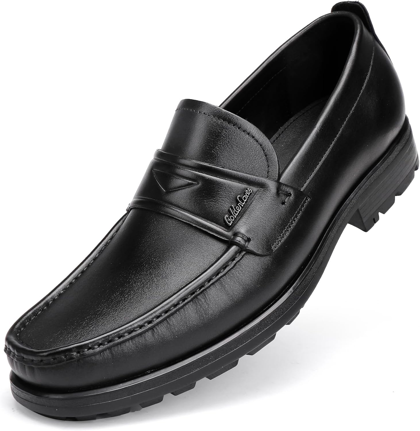 

Мужские кожаные лоферы, повседневные пенни-лоферы для мужчин, мягкая толстая подошва, удобные туфли без шнурков, свадебные, для вечеринок и делового формального стиля Generic, черный