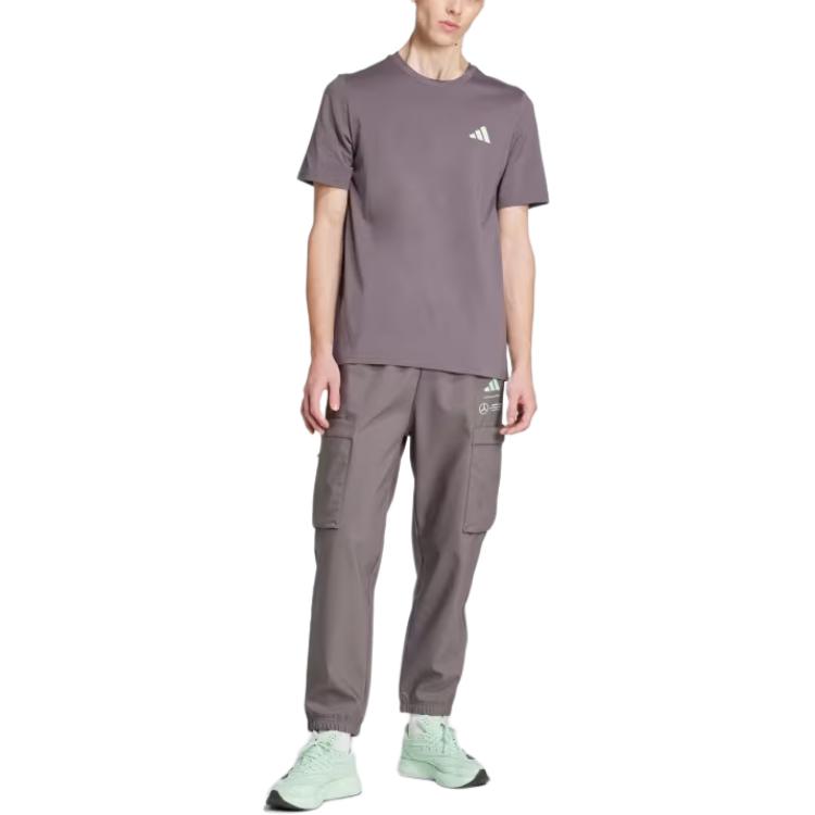 Adidas Футболка MERCEDES AMG PETRONAS F1 TEAM SS25 Premium Woven Graphic мужская Gray Stratum/Frozen Green — фото 4