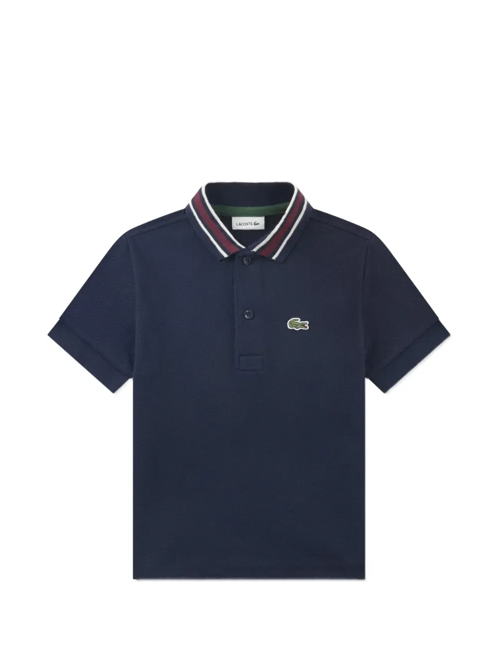 Поло с нашивкой и полосатым воротником Lacoste Kids, синий