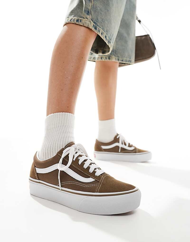 

Коричневые кроссовки на платформе Vans Old skool, Коричневый, Коричневые кроссовки на платформе Vans Old skool