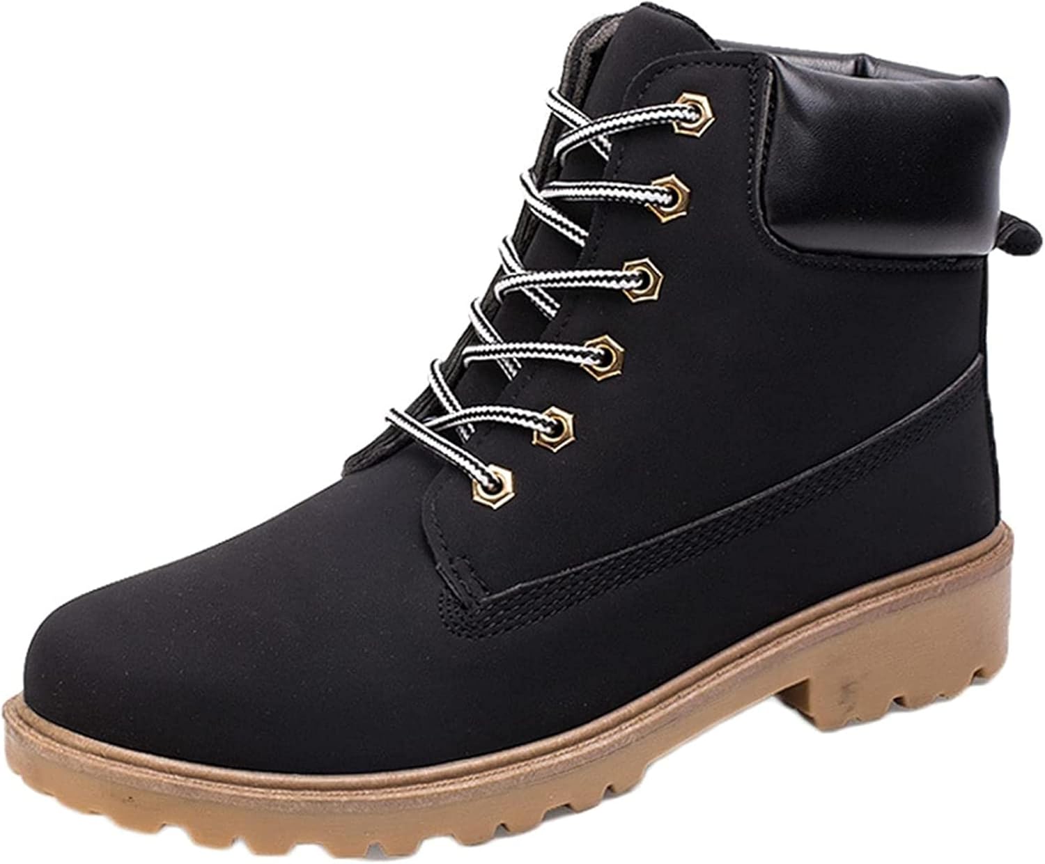 

Мужские ботинки Yiozoi на осень и зиму, с высокой шнуровкой до щиколотки, износостойкие, с круглым носком, утепленные и противоскользящие для прогулок на улице, черный