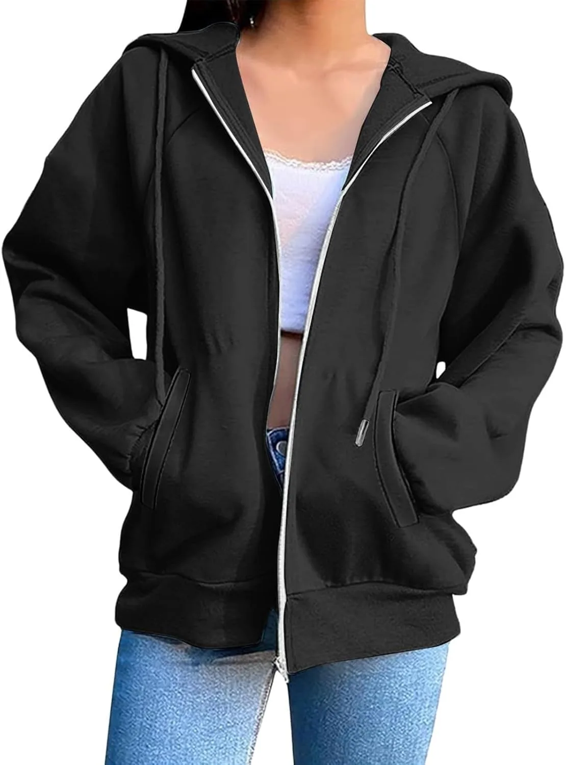 

Толстовка FlekmanArt Zip Up для женщин, оверсайз, с карманами