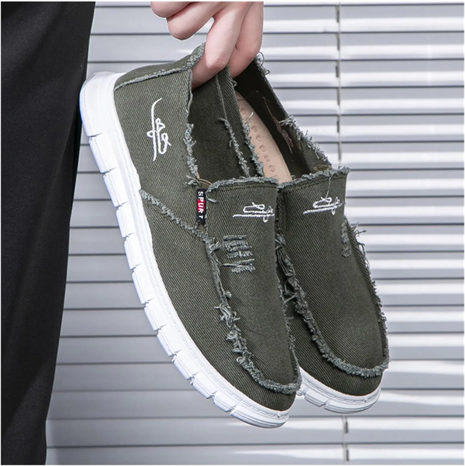 Мужские повседневные лоферы, широкие, на подошве без шнурков, Dark Green SywzX&xfybz — фото 4