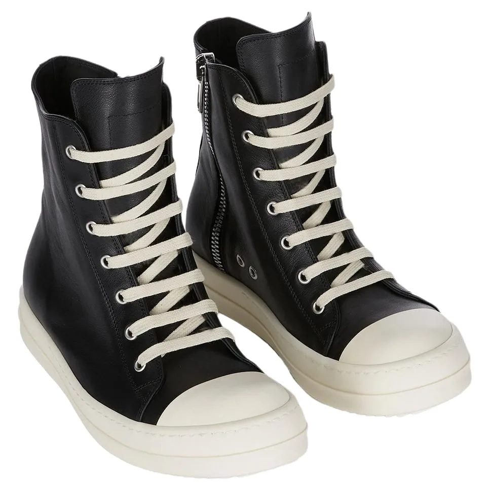 RICK OWENS Кроссовки RO Cow Leather High Top Skateboard Shoes Men's Black — фото 4