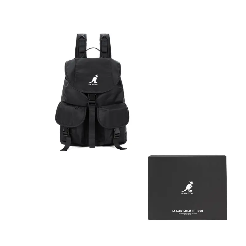 

KANGOL Тканевый рюкзак для поездок на работу повседневный спортивный унисекс большого размера ледниково-голубой/персиково-розовый/черный/хаки/защитно-зеленый, Black