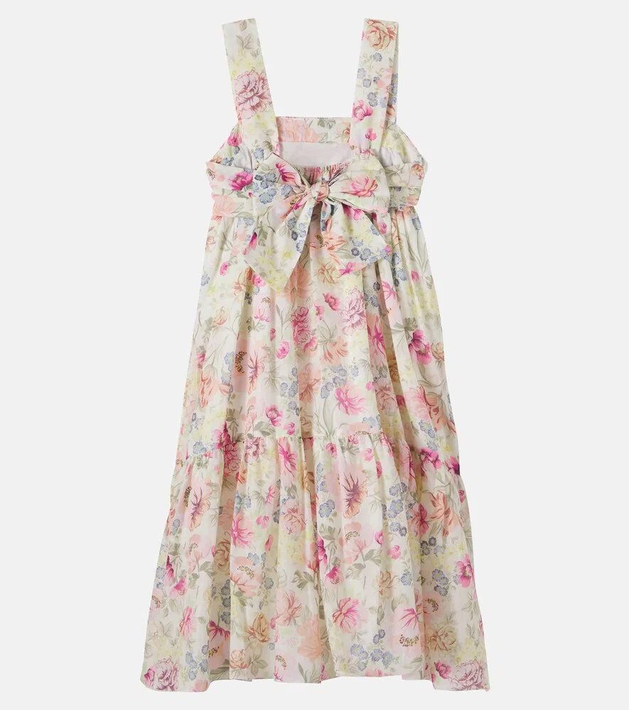 Хлопковое платье с цветочным принтом Chloé Kids, мультиколор — фото 3