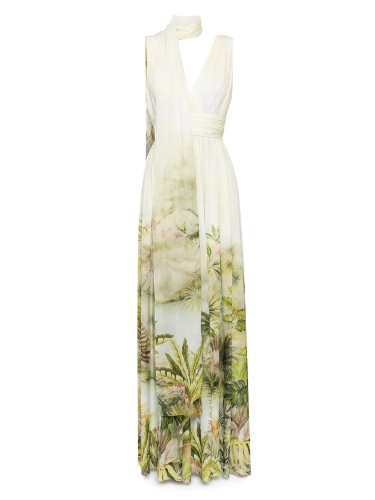 

Платье из шифона с принтом Elie Saab, зеленый