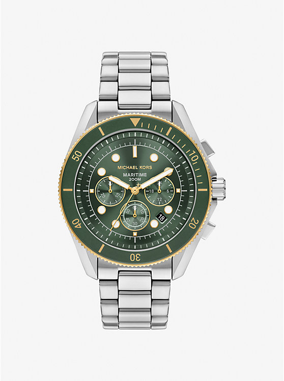 

Крупные морские двухцветные часы Michael Kors, серебряный