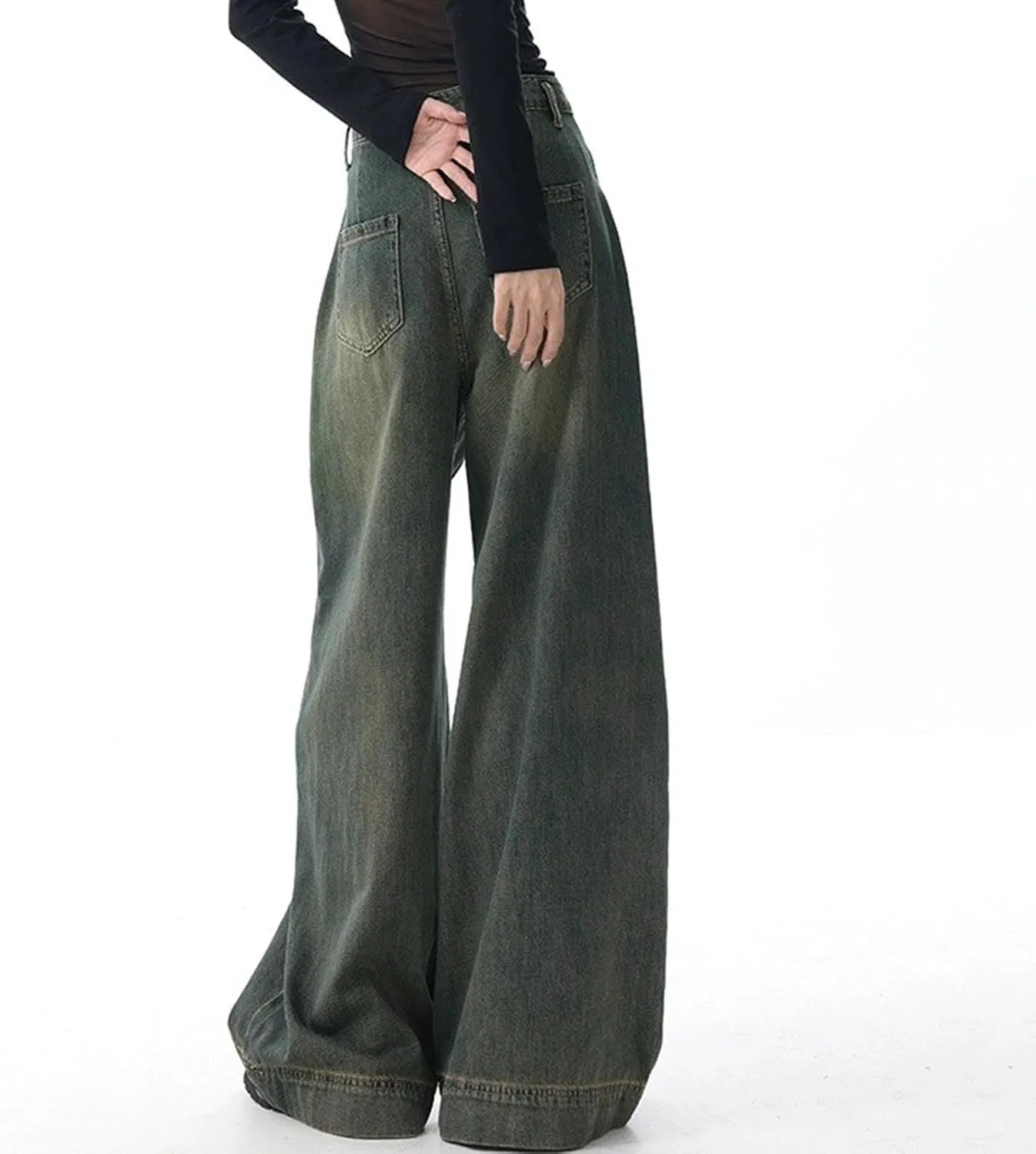 Джинсы, высокая талия, Wide Leg, Dark Blue — фото 4