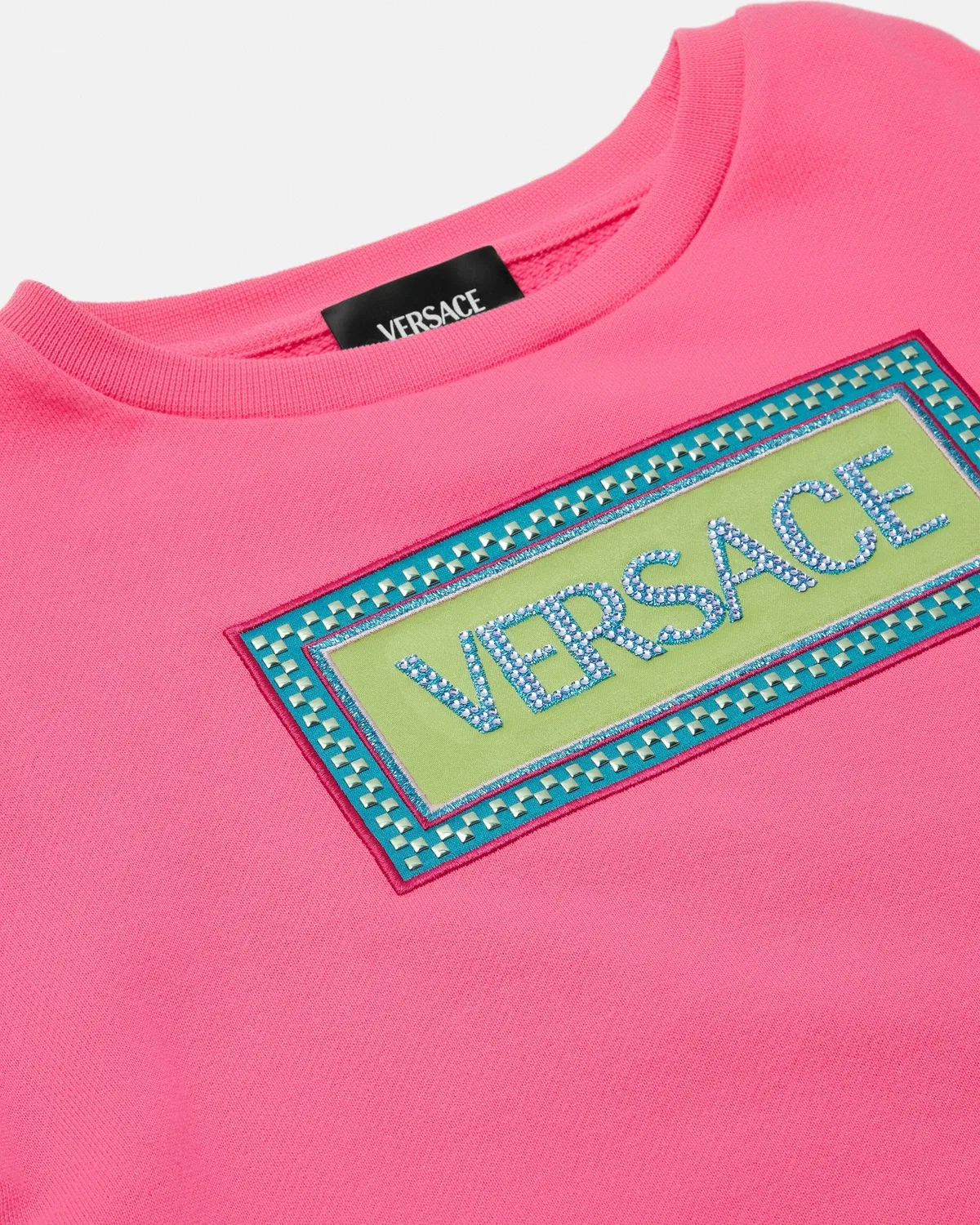 Детский хлопковый свитшот с вышивкой VERSACE, розовый — фото 4