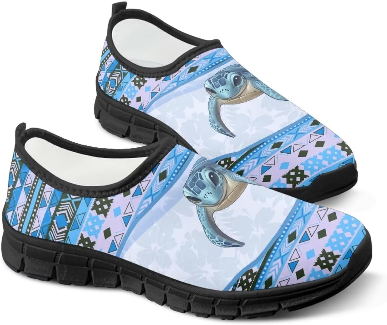 

Слипоны Binienty Aztec для мужчин и женщин, повседневная обувь без шнурков, удобные лоферы для путешествий и прогулок, Aztec Turtle Hibiscus