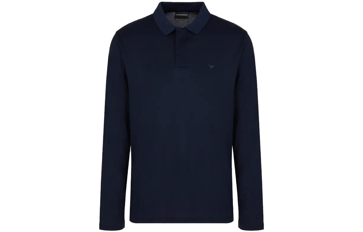 

Сплошной темный летающий длинный рукав поло мужской синий EMPORIO ARMANI