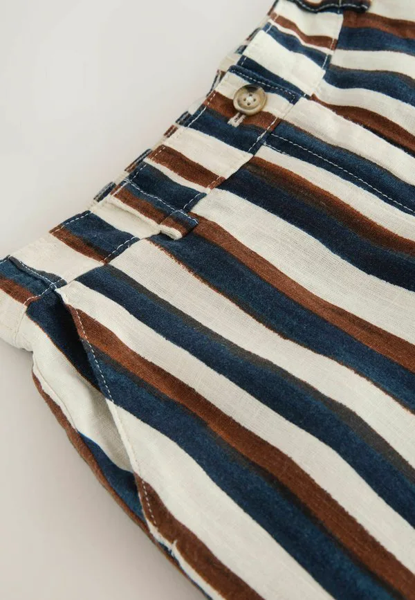 Шорты до колена стандартного кроя из смешанной ткани Next, Ecru Navy Brown Stripe — фото 2