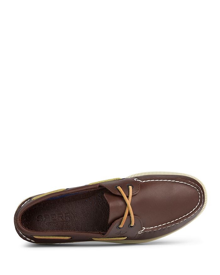Мужские оригинальные кожаные топсайдеры с двумя люверсами Sperry, коричневый — фото 3