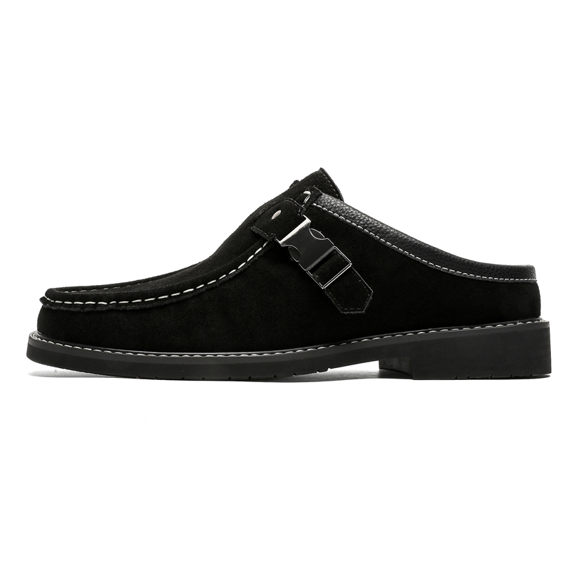 

Мужские тапочки с резиновой подошвой, противоскользящей строчкой и закрытым носком KACHILANG, черный