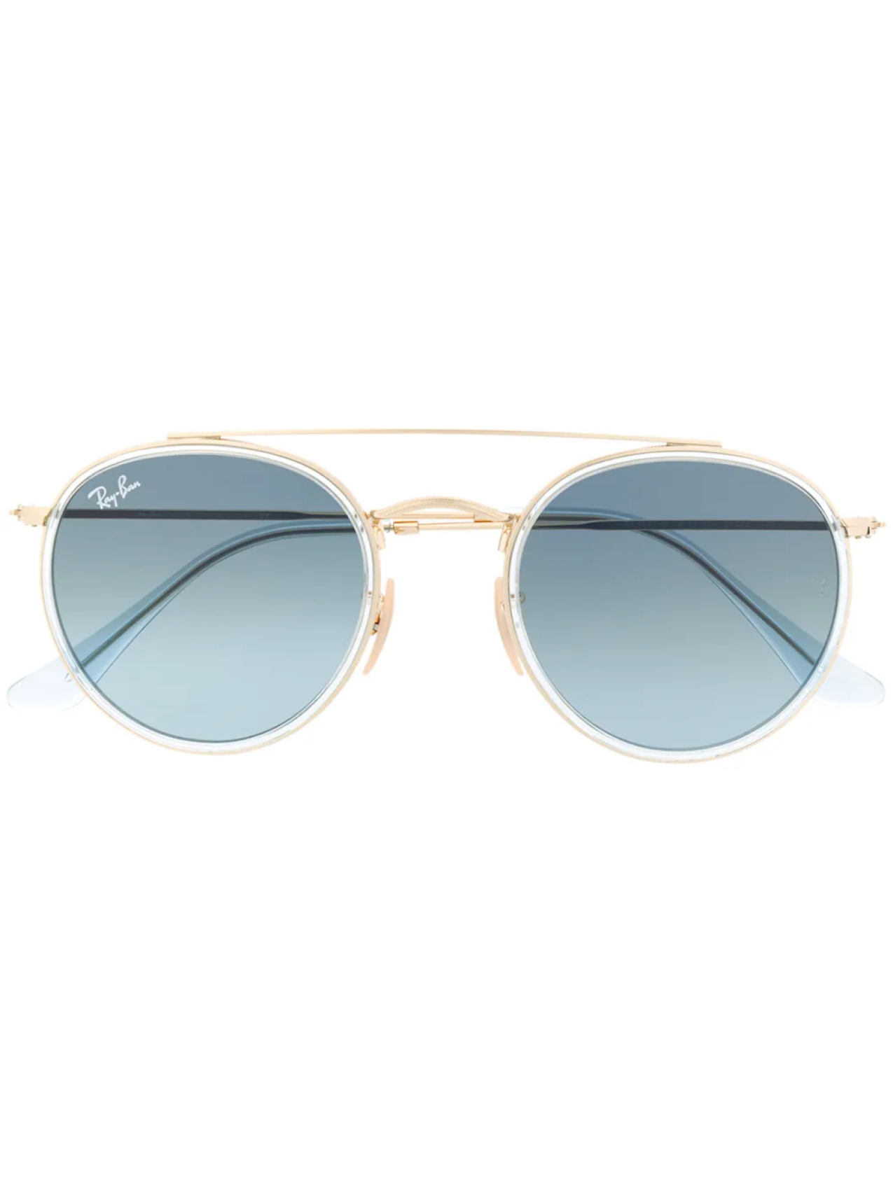 

Солнцезащитные очки в круглой оправе с двойным мостом Ray-Ban, металлик