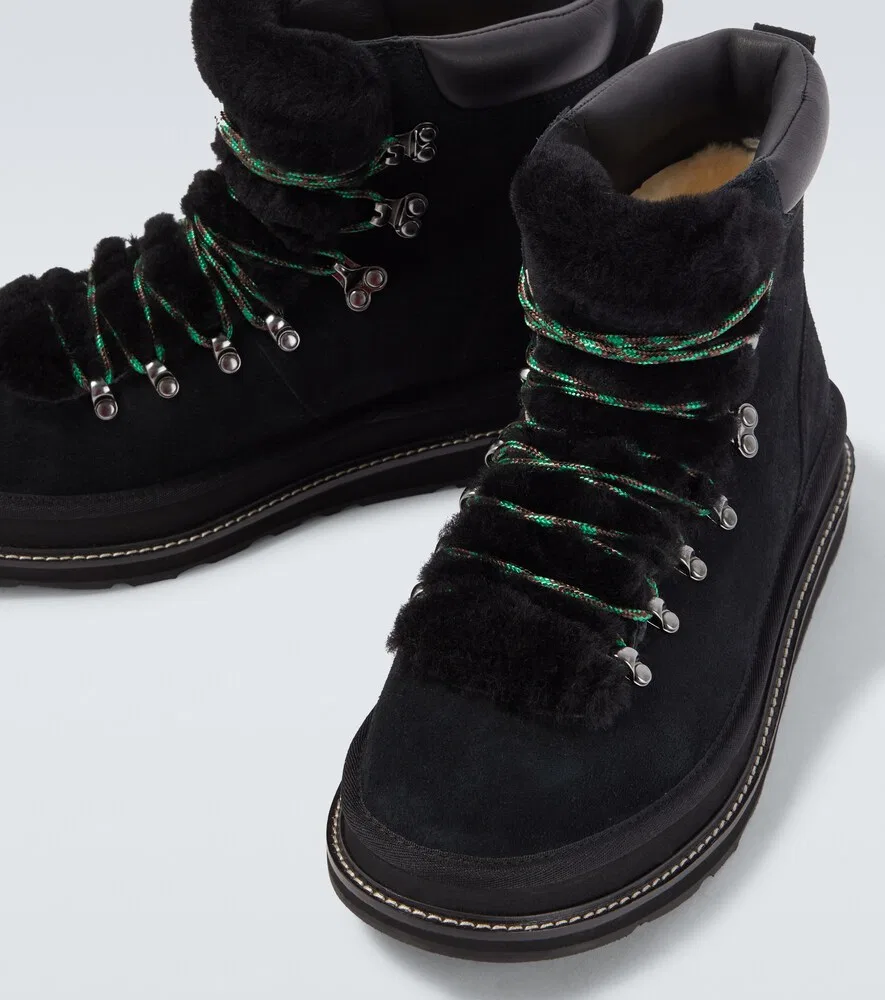 Походные ботинки UGG из замши и овчины Sacai, черный — фото 3