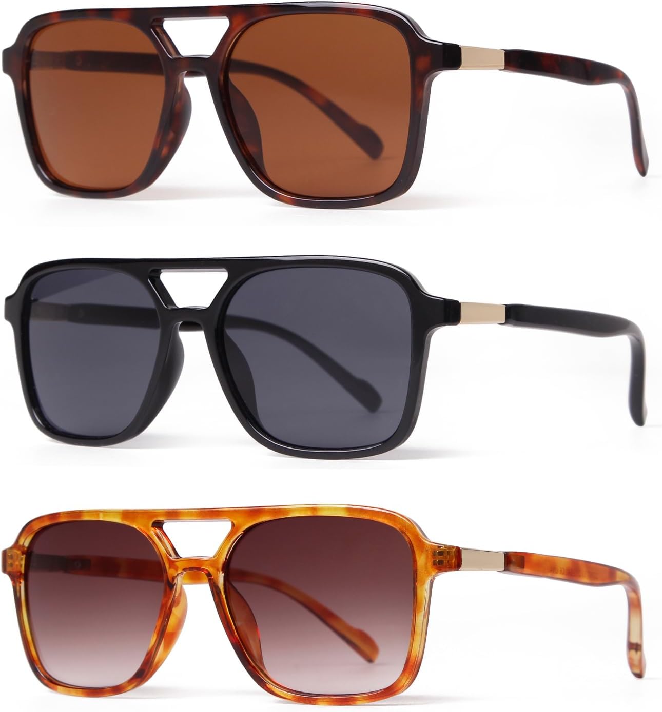 

Ретро-солнцезащитные очки-авиаторы для женщин и мужчин, модные квадратные женские очки, легкие и стильные солнцезащитные очки Laurinny, Tortoise/Brown+black/Grey+yellow Tortoise/Gradient Brown