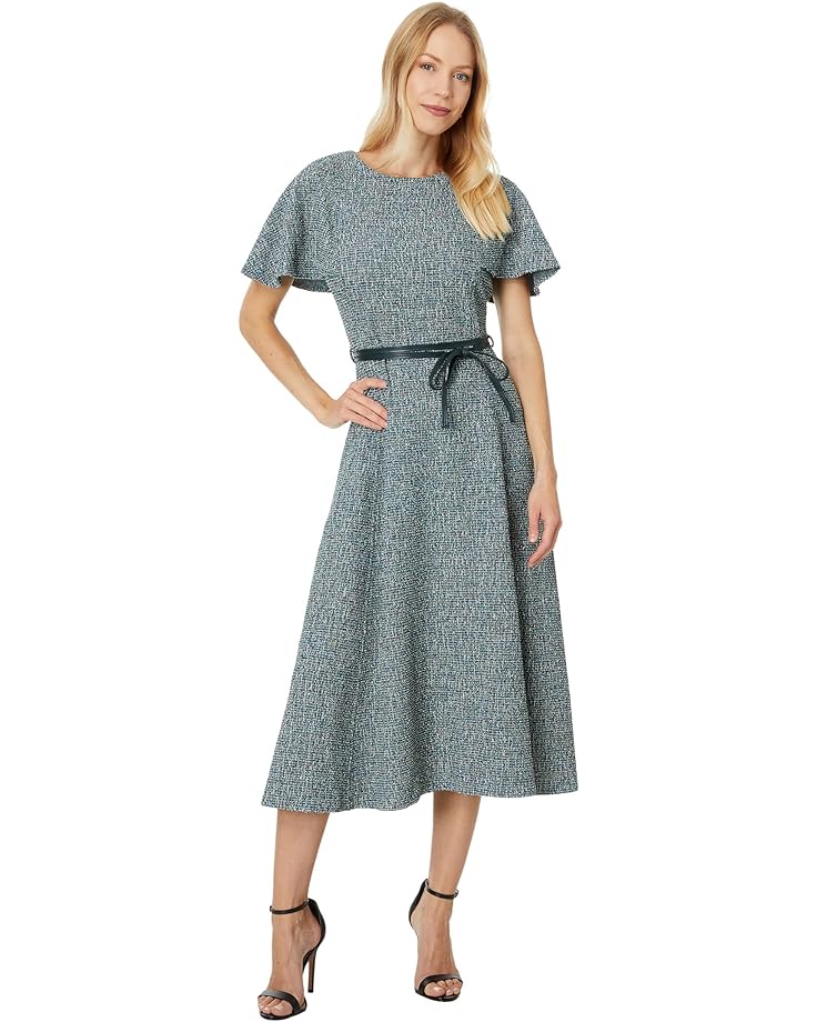 

Платье Calvin Klein Tweed Self Tie Belt Midi, цвет Malachite Mutli