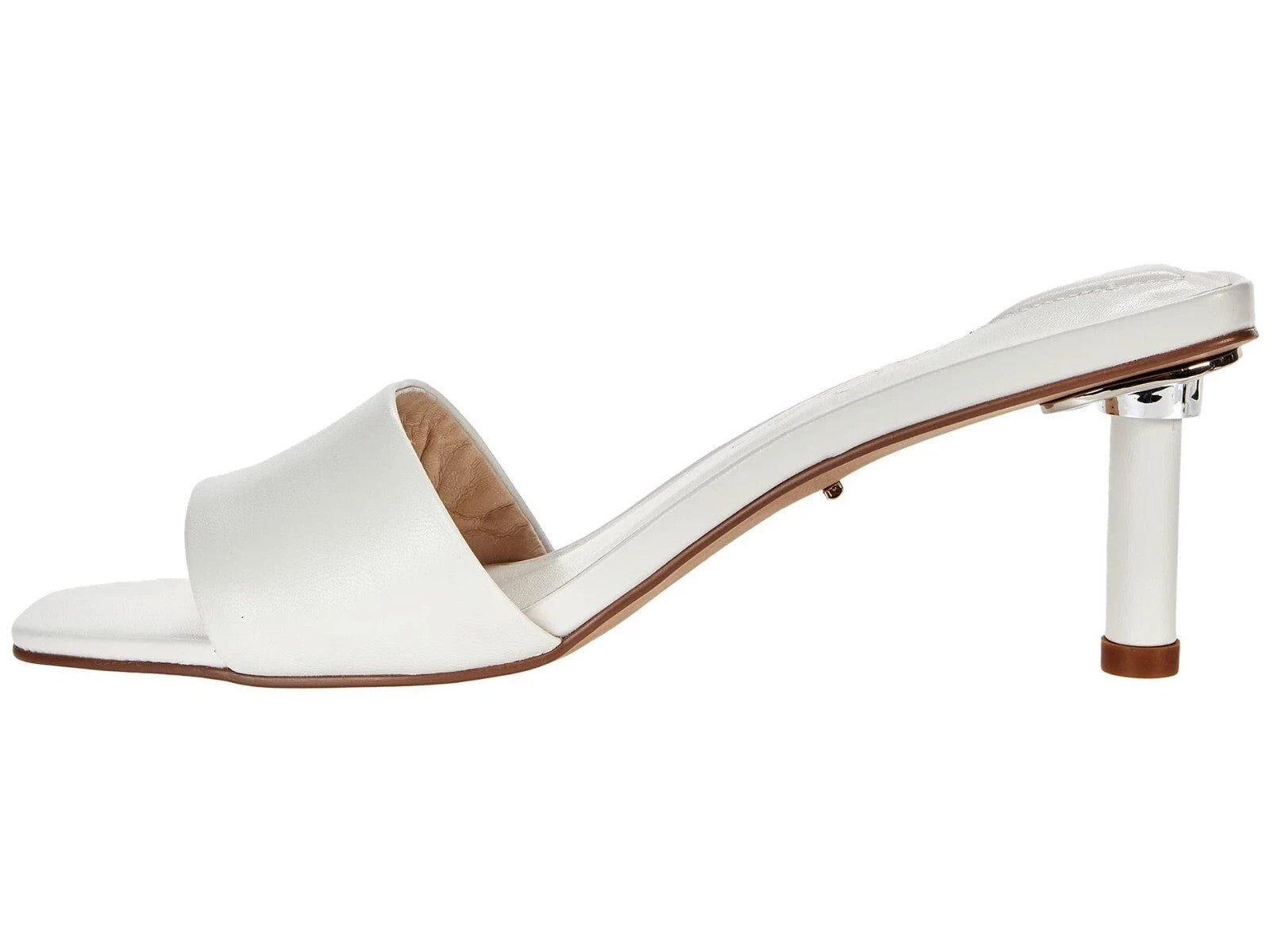 42 Gold Lilith Sandals Women  White Leather Square Toe Stiletto Heel JOBB539 — фото 2