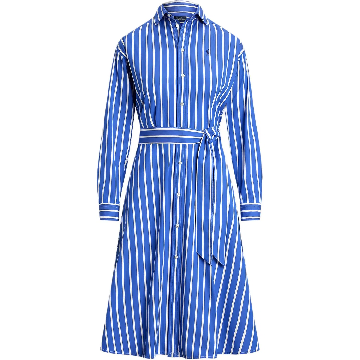 Платье-рубашка с поясом и полосками Polo Ralph Lauren, Blue