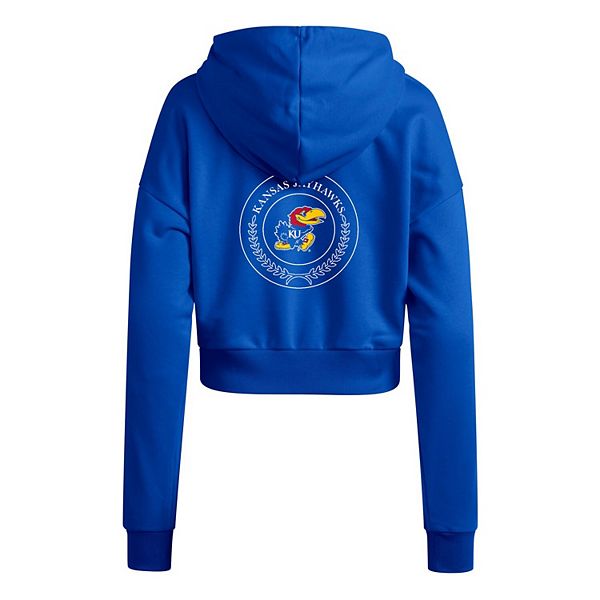 Женская укороченная толстовка с капюшоном Royal Kansas Jayhawks Campus Queen Adidas — фото 4