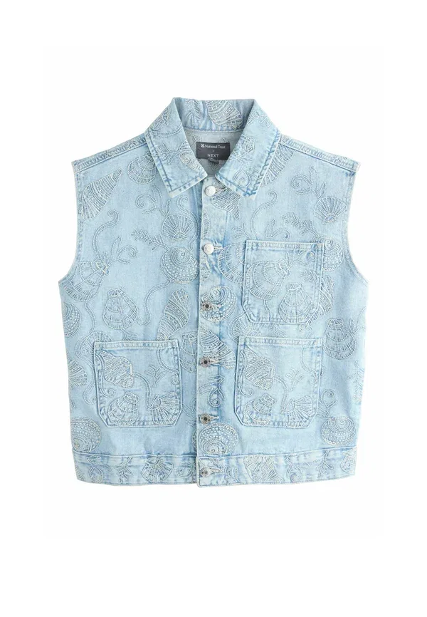Жилет джинсовый Regular Fit National Trust x Denim Embroidered Gilet Next, голубой