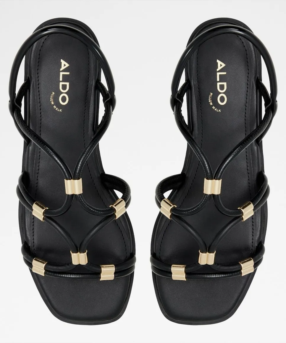 Женские сандалии на плоской подошве с квадратным носком Aldo, черный — фото 2