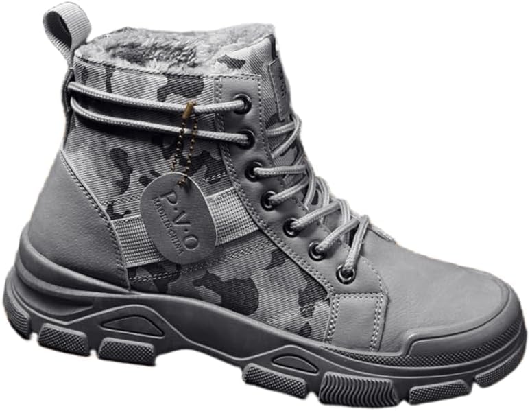 

Мужские короткие ботинки из канвы с толстой подошвой- прочная зимняя обувь Hoalox, серый