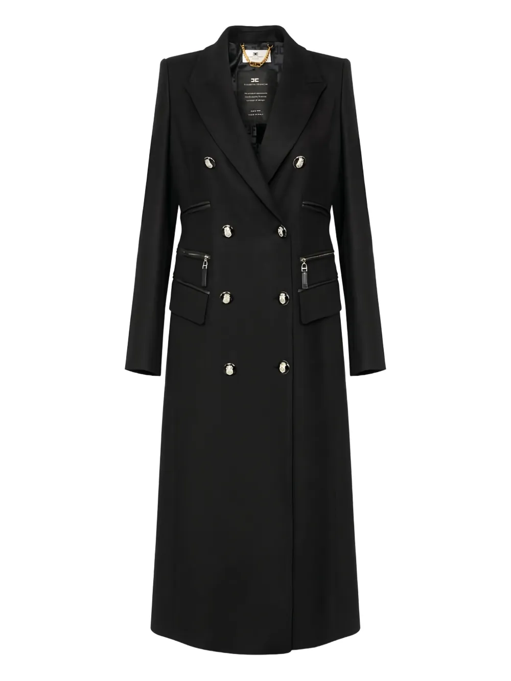 

Двубортное пальто с эмалированными пуговицами Elisabetta Franchi, черный