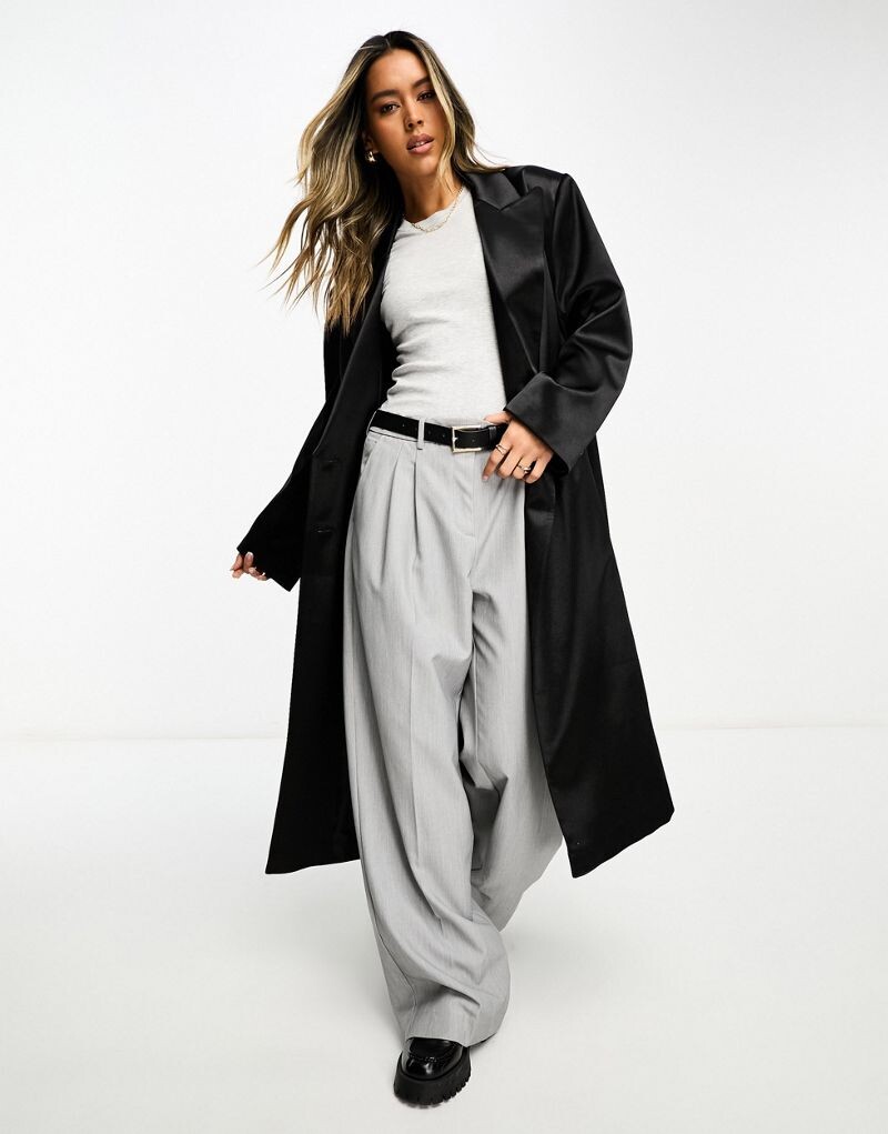 

Черное атласное пальто для папы ASOS DESIGN