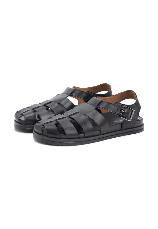 Кожаные сандалии рыбака с зубчатым ремешком Tommy Hilfiger, Black — фото 2