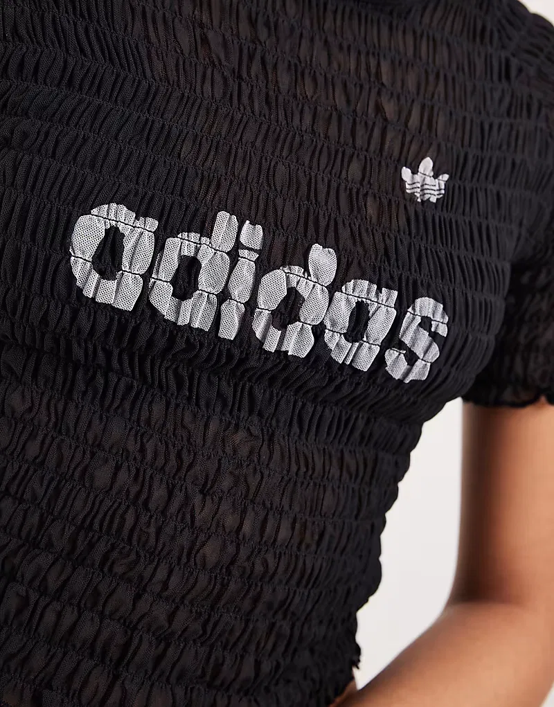 Футболка Adidas Originals с присборенной отделкой, черный — фото 2